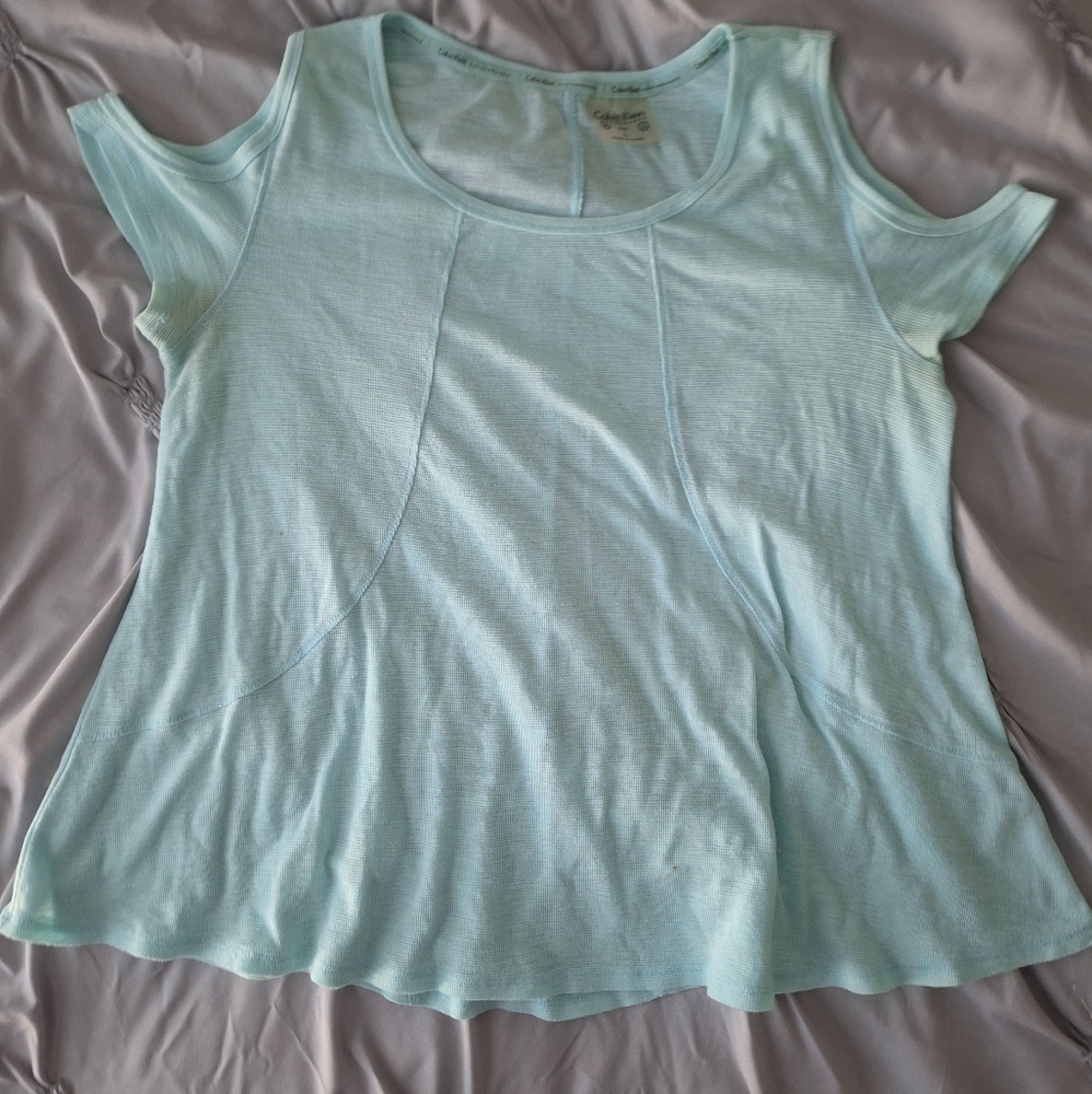 Calvin Klein Performance Soft Aqua Cut Shoulder Top